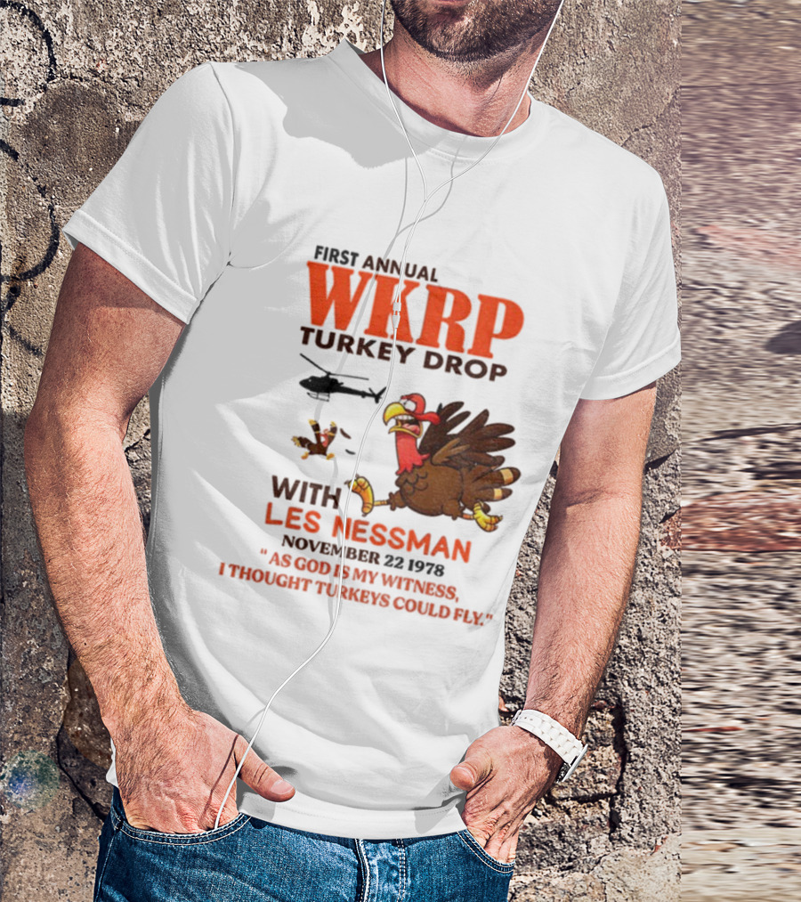 Vintage WKRP Turkey Drop First Annual With Les Nessman As God Is My Witness November T-Shirt