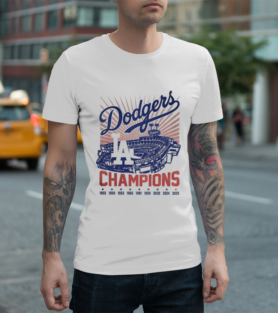 Stadium 2025 Los Angeles Dodgers Baseball Champions 1955 2025 T-Shirt
