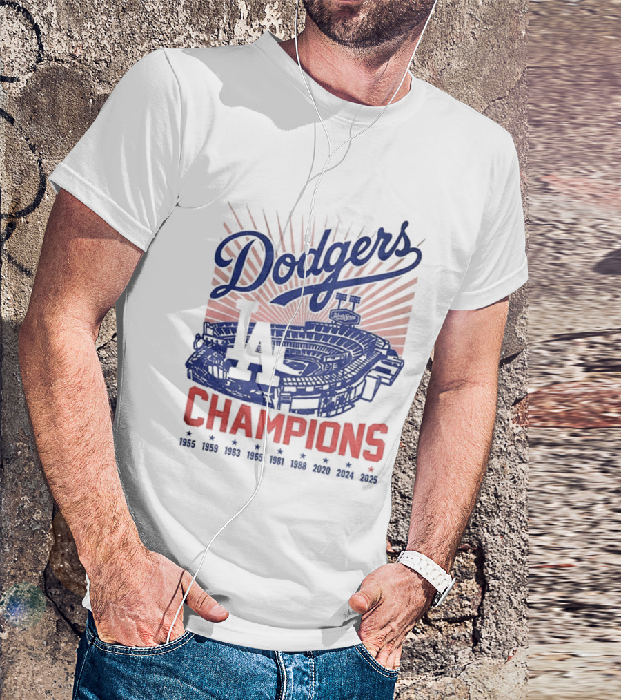 Stadium 2025 Los Angeles Dodgers Baseball Champions 1955 2025 T-Shirt