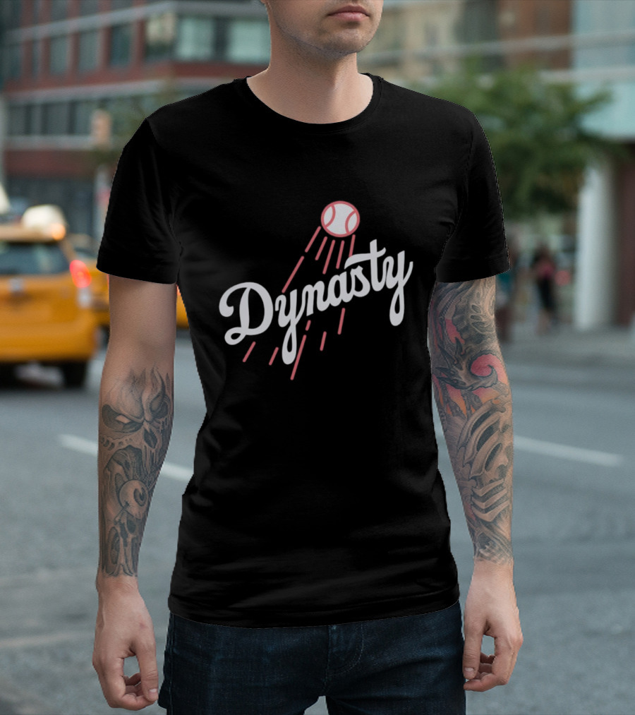 Dynasty Baseball Script With Red Streaked Ball T-Shirt