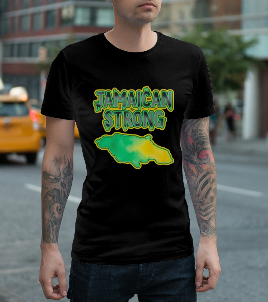 Jamaican Strong Watercolor Country Map T-Shirt