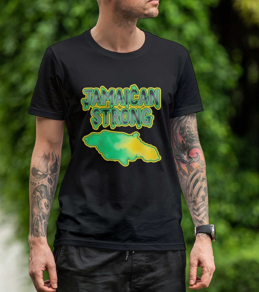 Jamaican Strong Watercolor Country Map T-Shirt