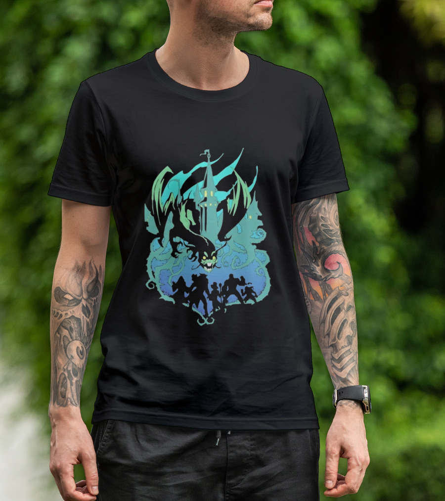 Legends Of Avantris Witchlight Jabberwock Fantasy Tower And Dragon Scene T-Shirt