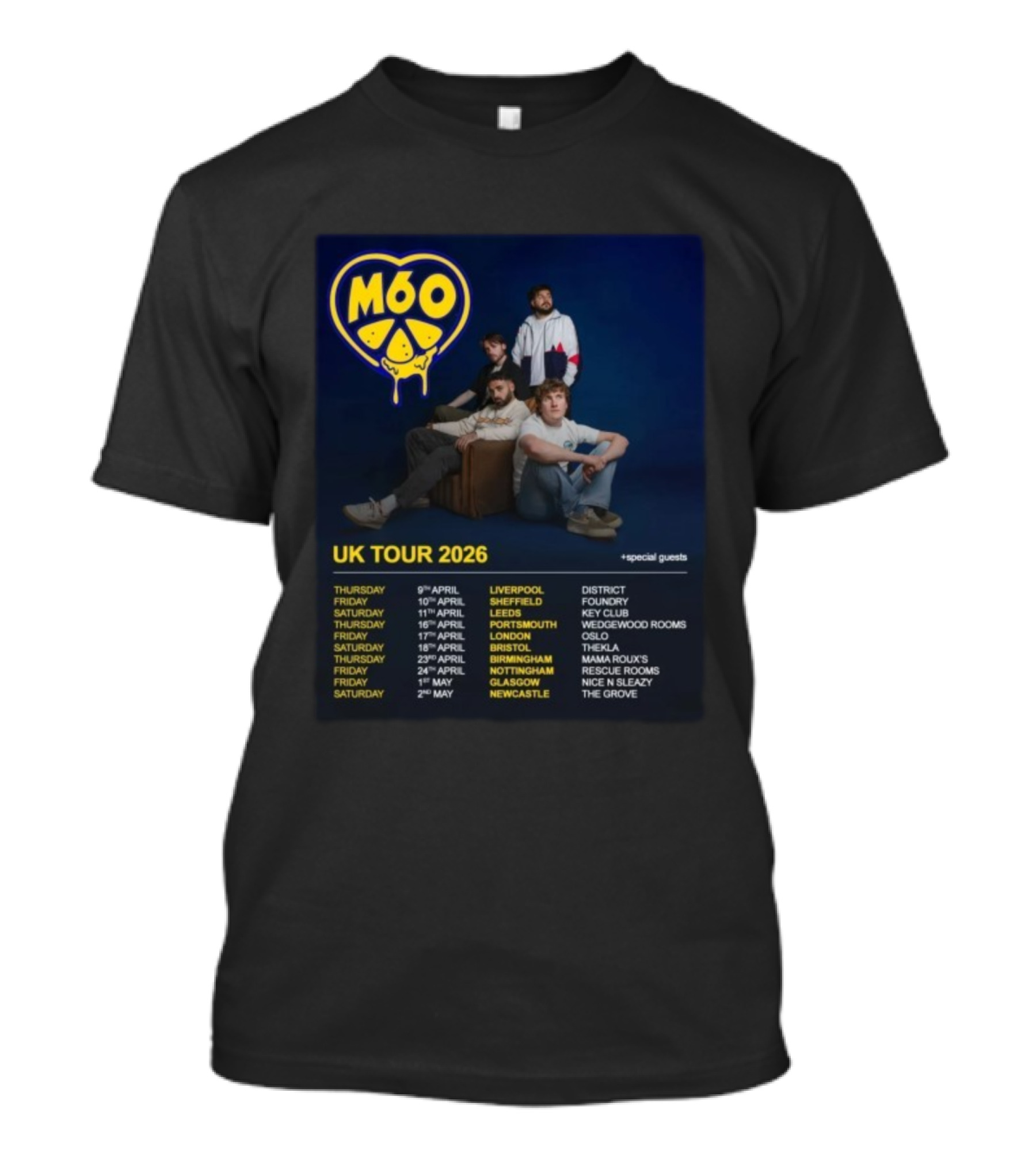 M60 UK Tour 2026 Liverpool Sheffield Leeds Portsmouth London Tour Dates T-Shirt