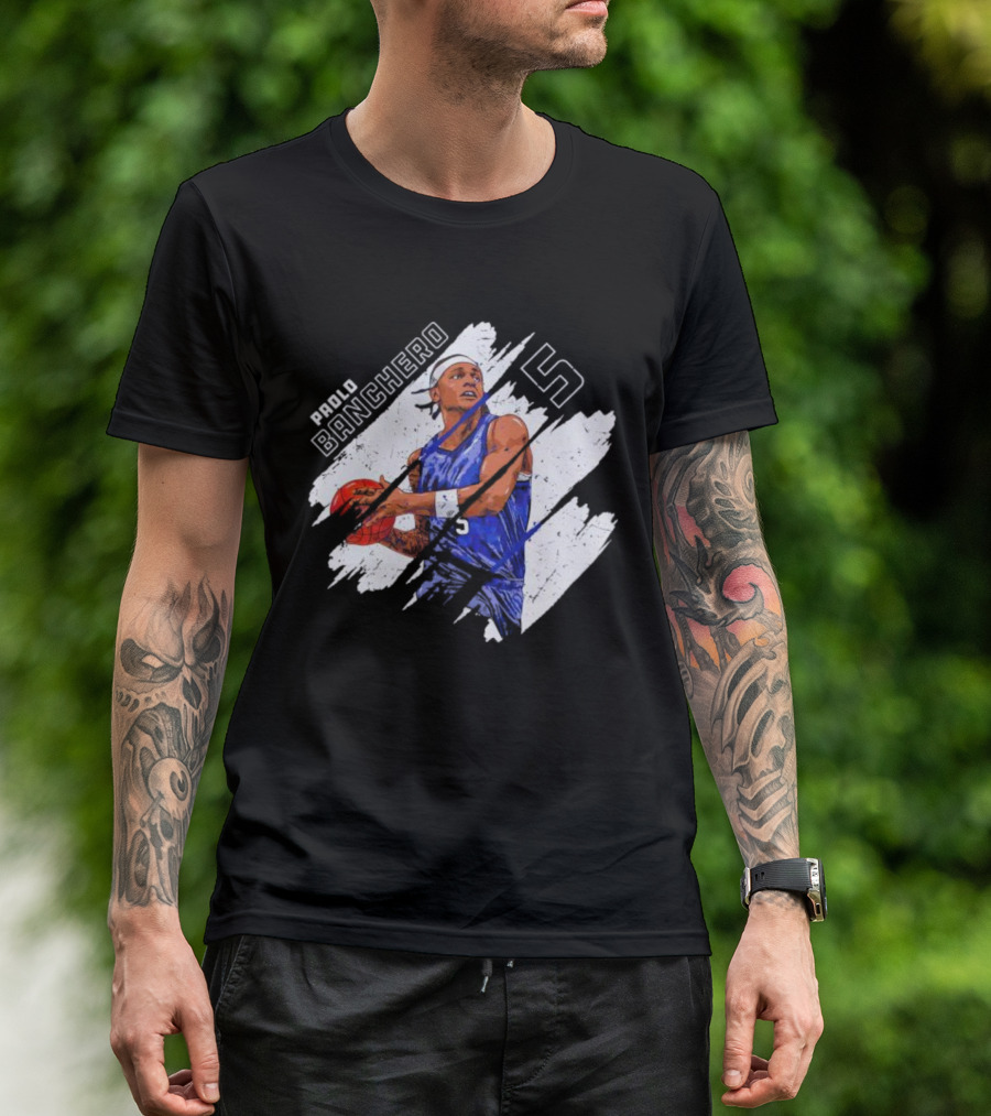 Orlando Magic Paolo Banchero Number 5 Signature Basketball Player Image T-Shirt