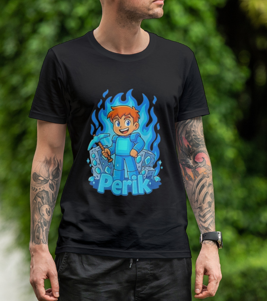 Perik Diamant Blue Flame Miner Character T-Shirt