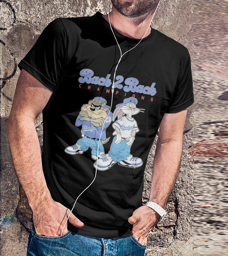 Tasmanian Devil Taz Bugs Bunny Dodgers Back 2 Back Champions T-Shirt