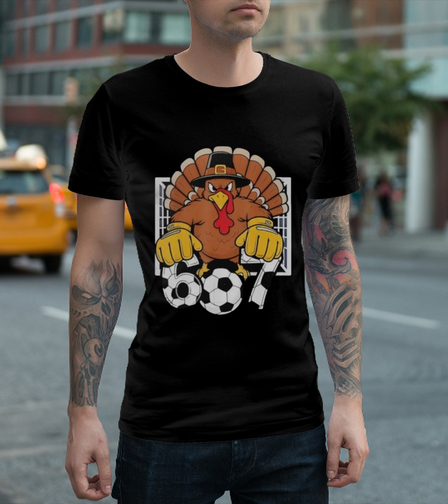 Turkey Soccer Goalie 67 Six Seven Boys Thanksgiving T-Shirt