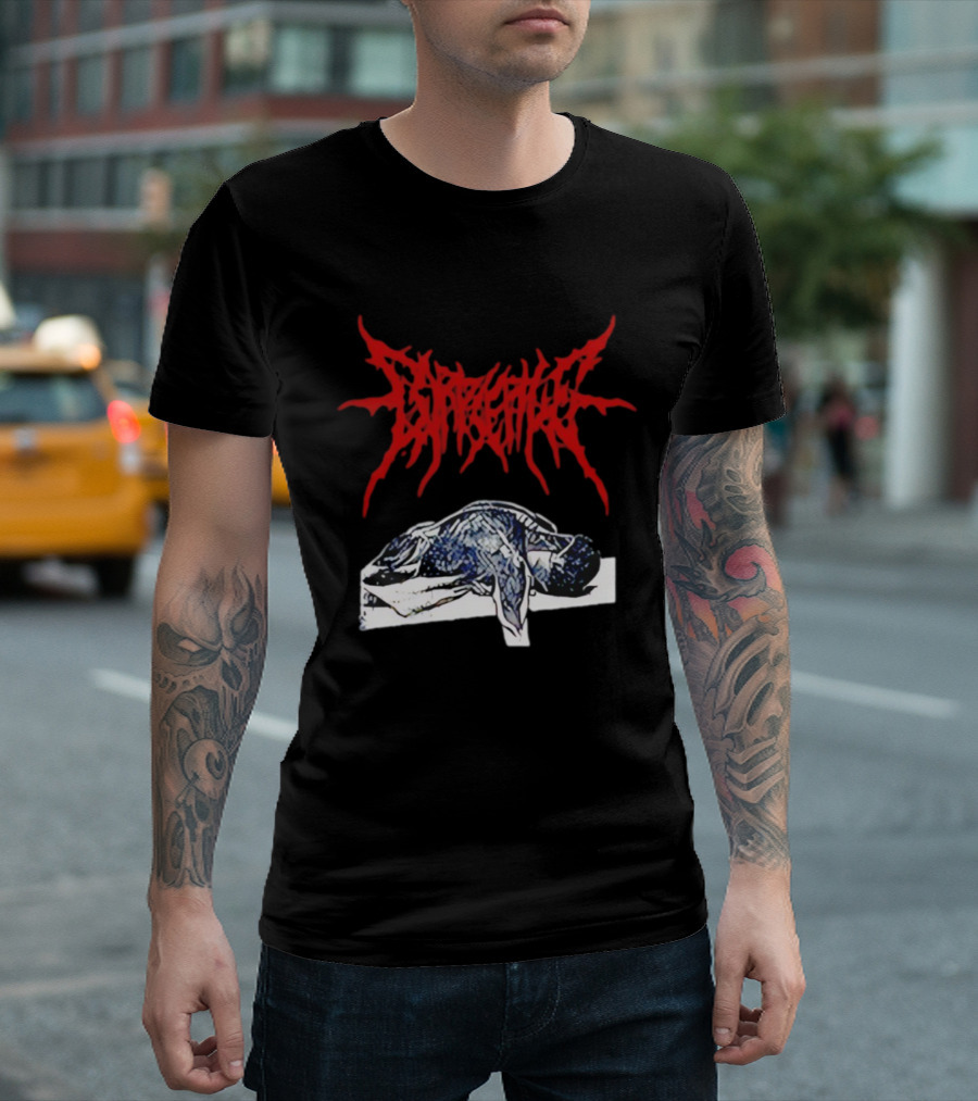 Corpse Pile Horror Extreme Metal Distressed Text Graphic T-Shirt