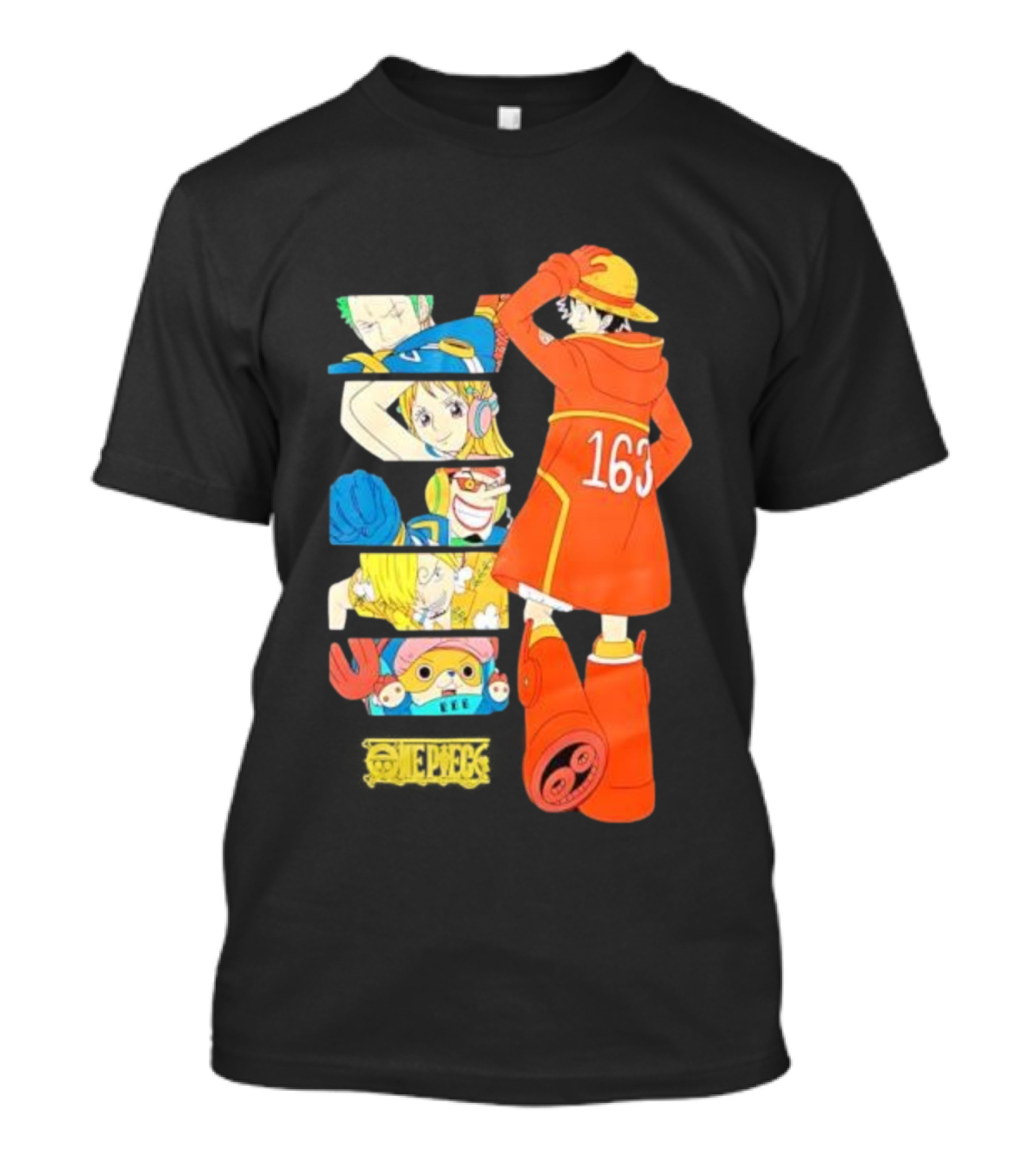 Monkey D. Luffy Firefighter Outfit With One Piece Crew Characters 163 T-Shirt