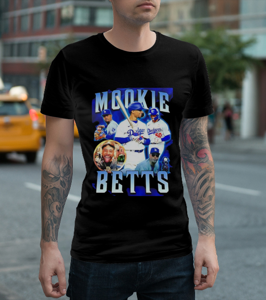 Mookie Betts LA Dodgers Player Collage T-Shirt