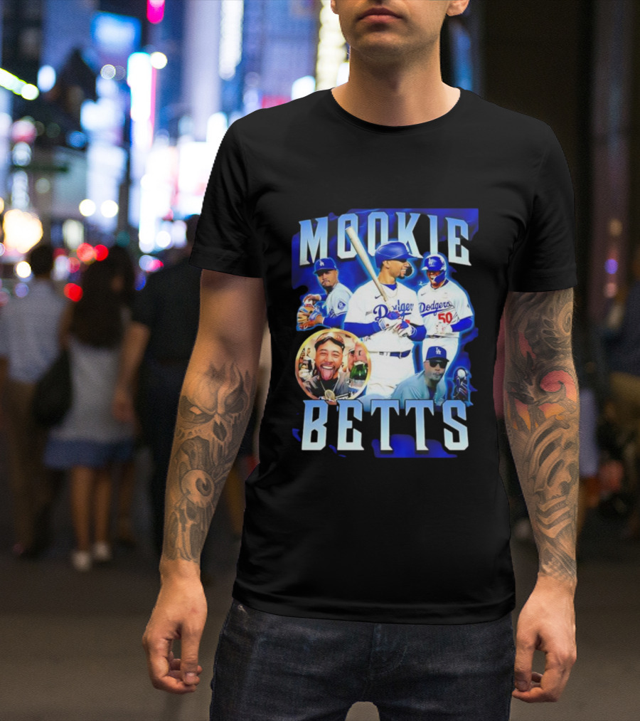 Mookie Betts LA Dodgers Player Collage T-Shirt