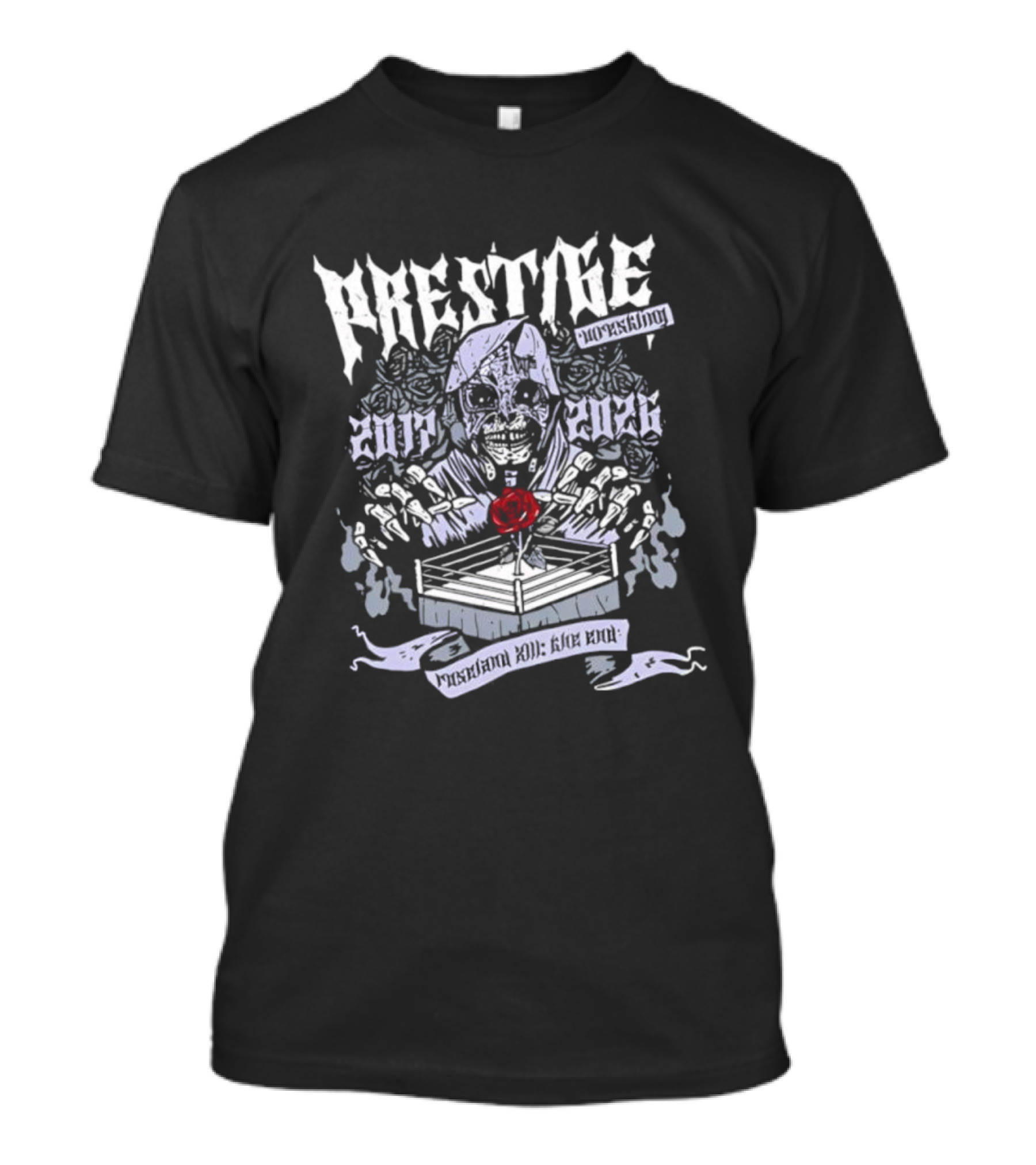 Prestige Wrestling The End Is Near Roseland XIII Skeletal Figure Wrestling Ring Event T-Shirt