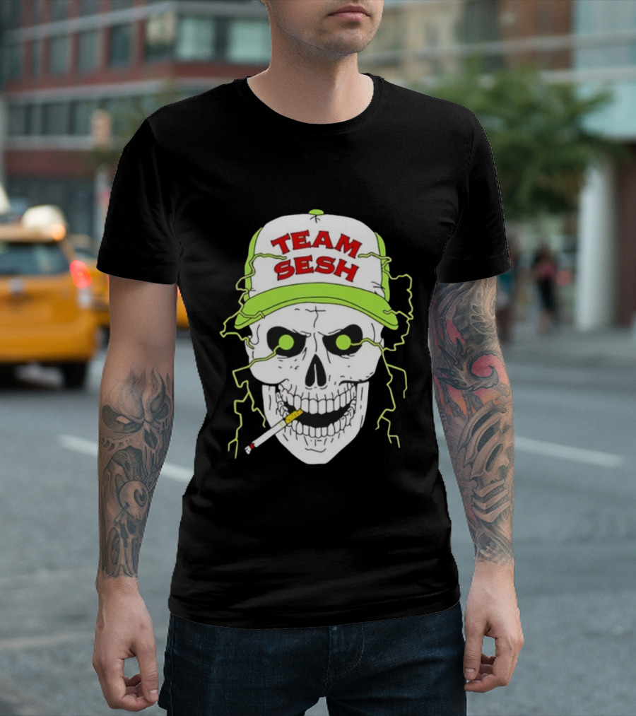 Team Sesh Skull Smoking Bone Tour North America 2025 T-Shirt