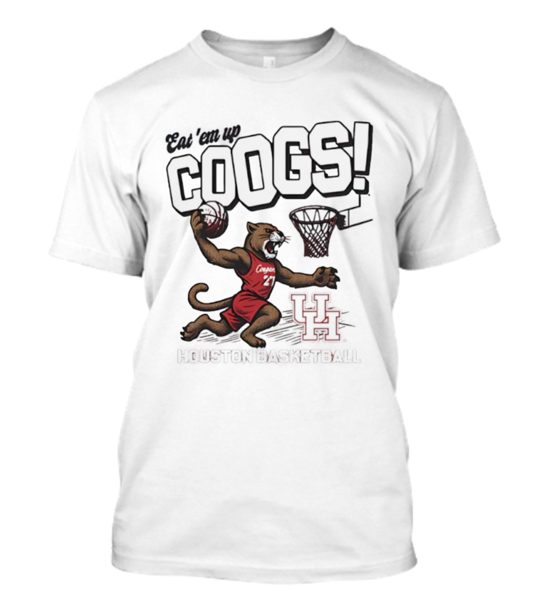 Eat 'Em Up Coogs Slam Dunk Houston Cougars Basketball Mascot T-Shirt