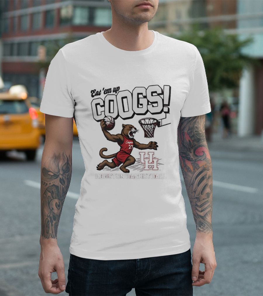 Eat 'Em Up Coogs Slam Dunk Houston Cougars Basketball Mascot T-Shirt