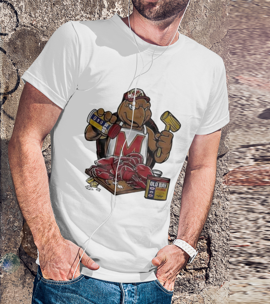 Maryland Terrapins Testudo Old Bay Crab Picking Maryland Pride T-Shirt