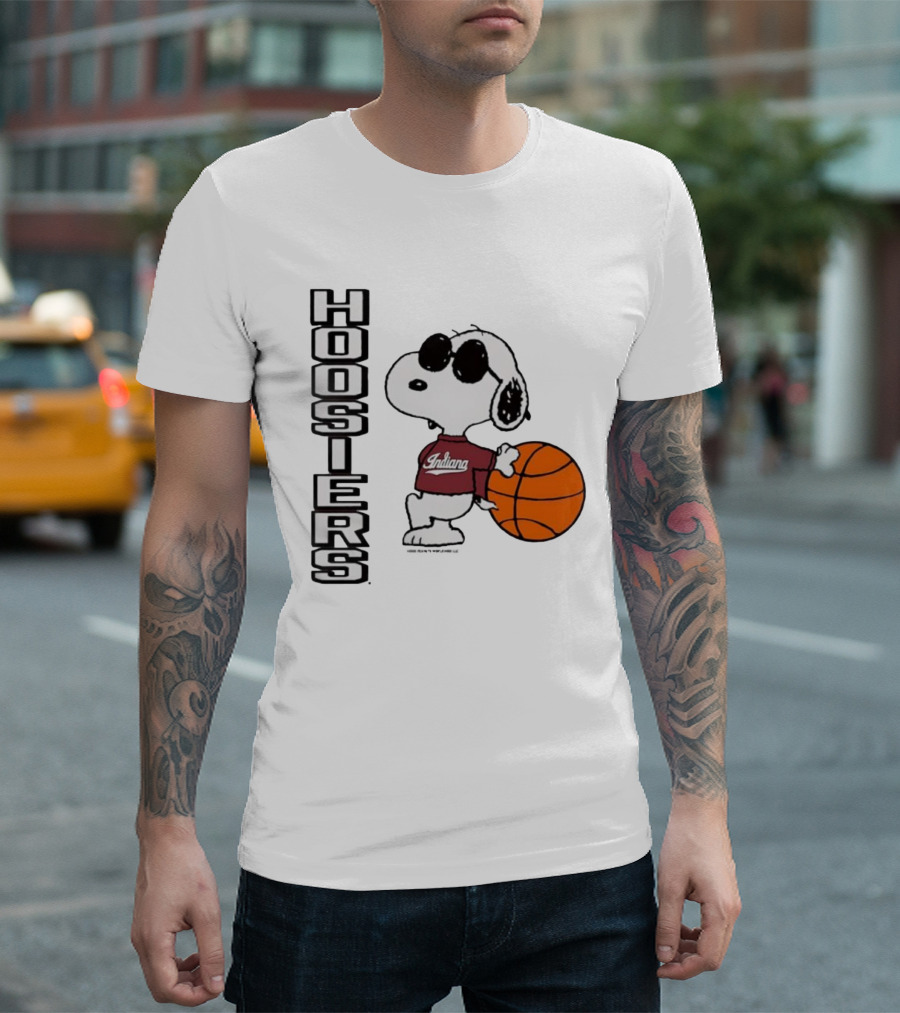 Indiana Hoosiers Peanuts Joe Cool Snoopy Basketball Fan Apparel T-Shirt