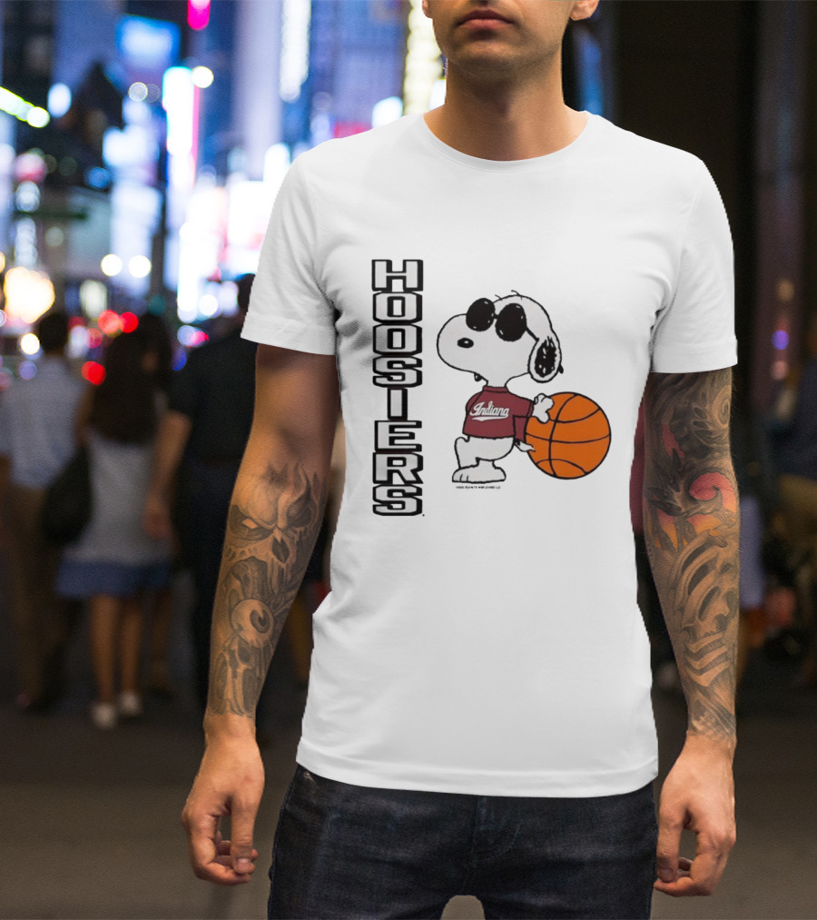 Indiana Hoosiers Peanuts Joe Cool Snoopy Basketball Fan Apparel T-Shirt