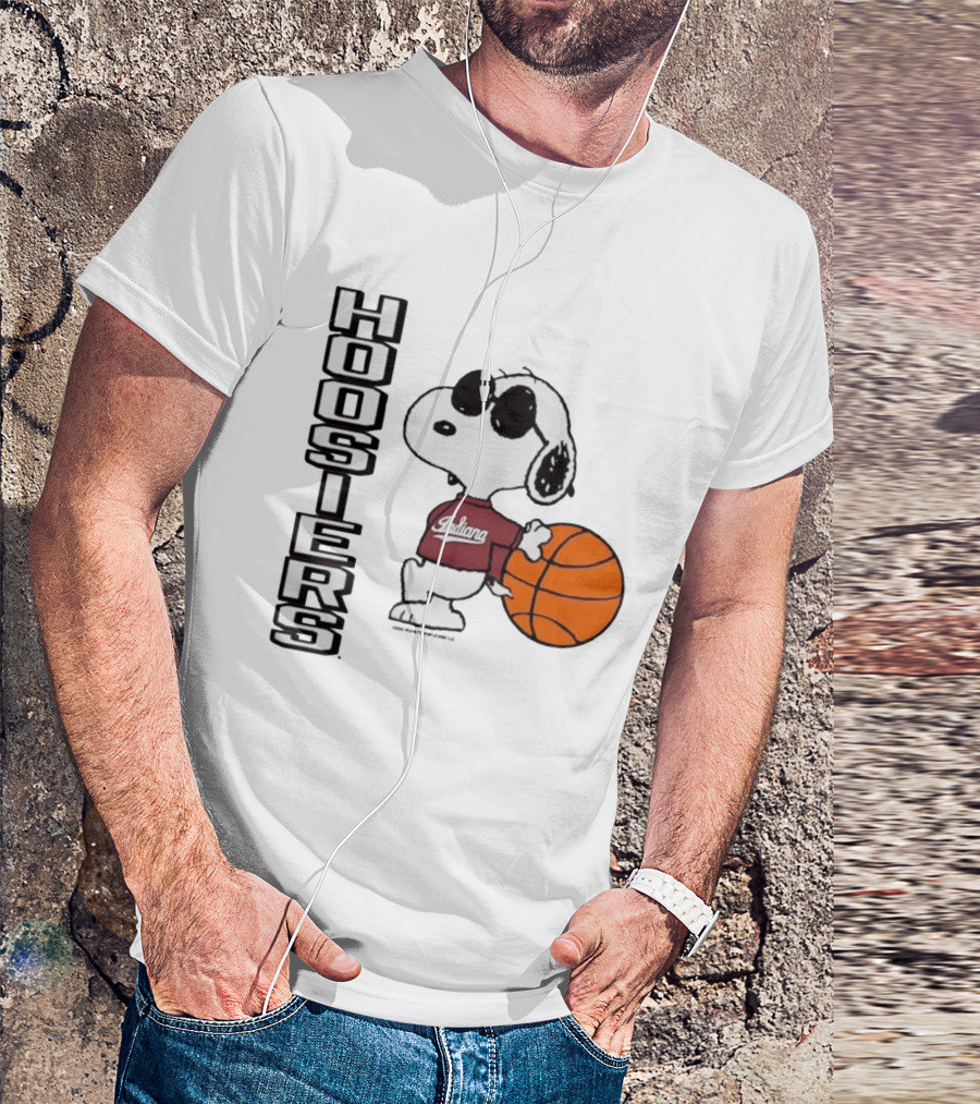Indiana Hoosiers Peanuts Joe Cool Snoopy Basketball Fan Apparel T-Shirt
