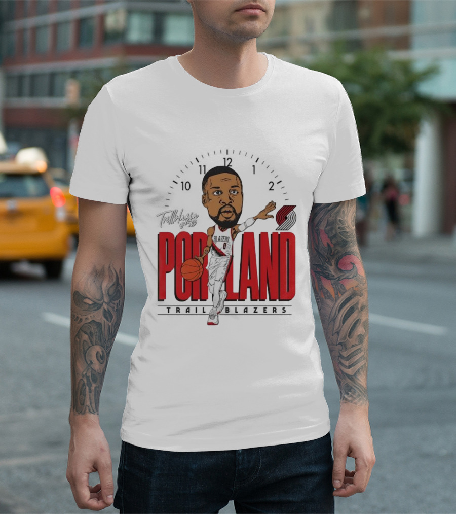 Portland Trail Blazers Cartoon Basketball Player Logo T-Shirt