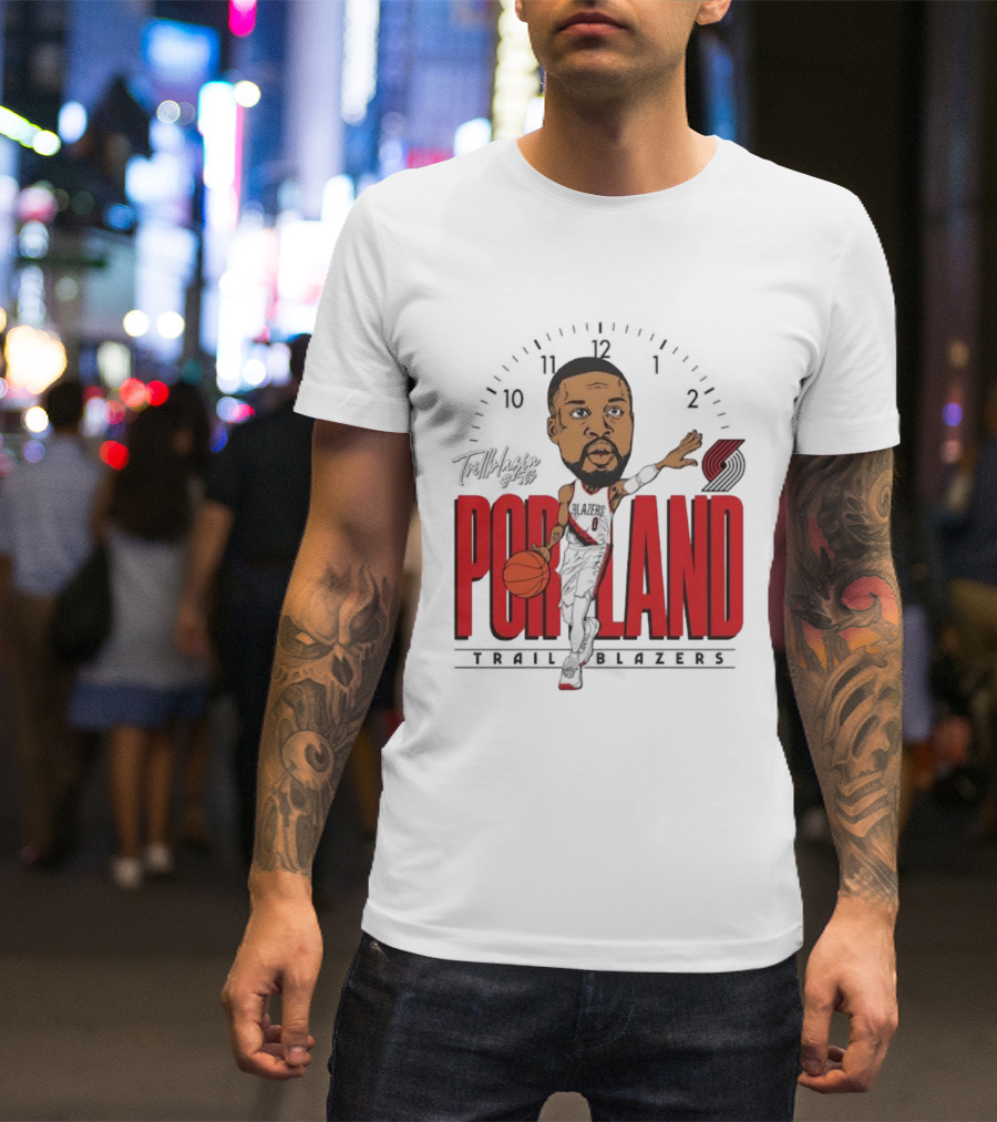 Portland Trail Blazers Cartoon Basketball Player Logo T-Shirt