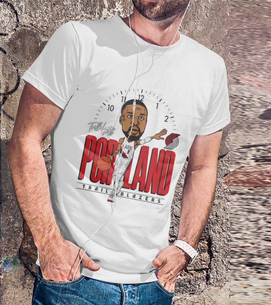 Portland Trail Blazers Cartoon Basketball Player Logo T-Shirt