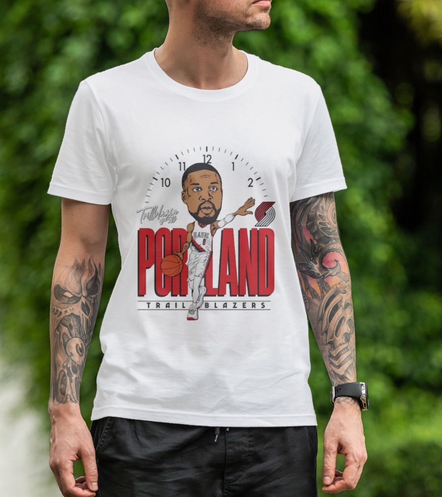 Portland Trail Blazers Cartoon Basketball Player Logo T-Shirt