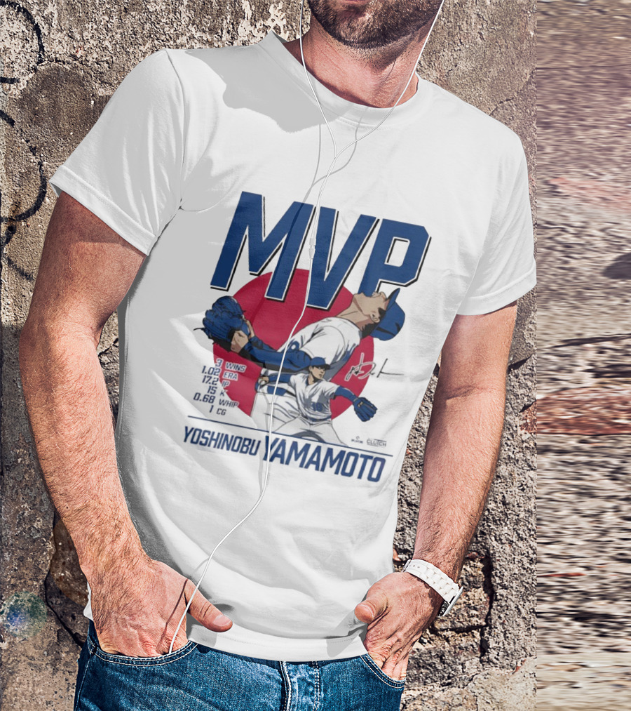 MVP Yoshinobu Yamamoto Three Wins Pitcher ERA Los Angeles Dodgers T-Shirt
