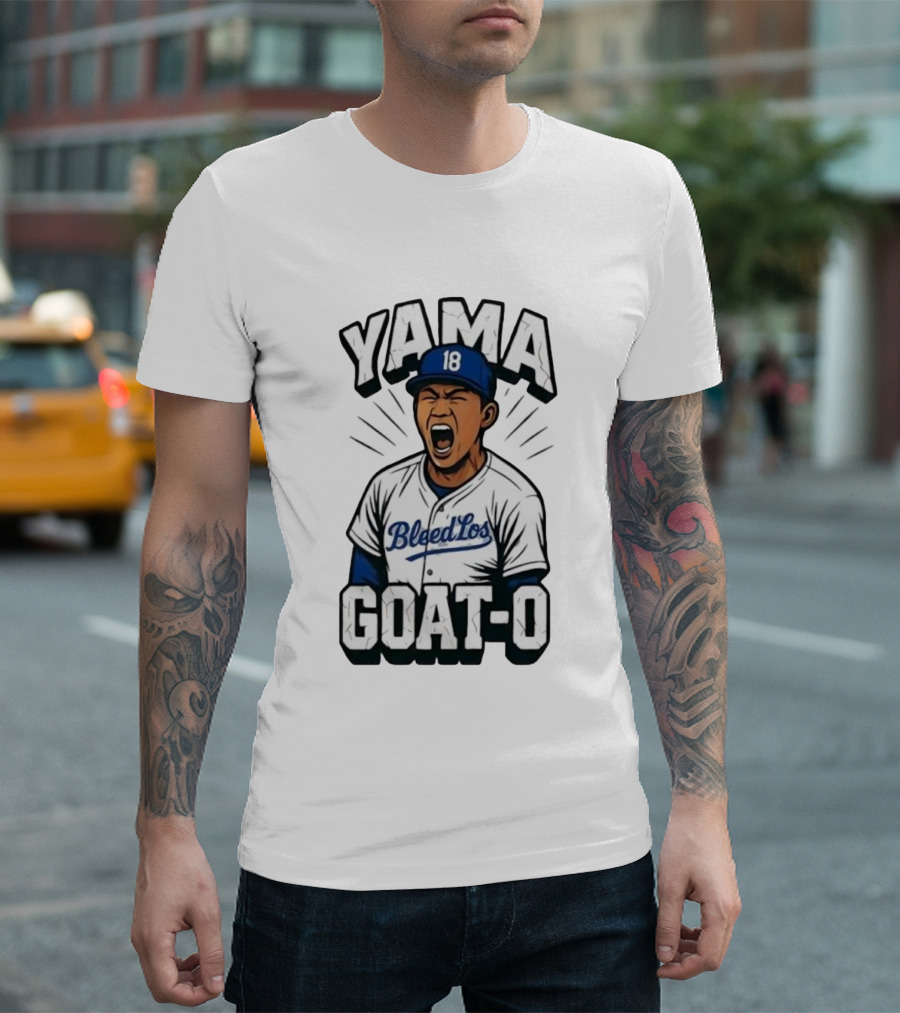 Yama 18 Bleed Los Goat-O Baseball Player T-Shirt
