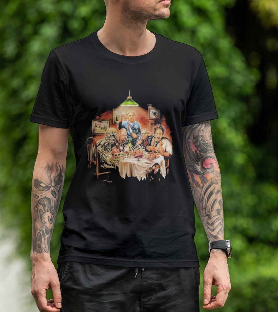 Cannibal Thanksgiving Horror Dinner With Skeletons And Monsters T-Shirt
