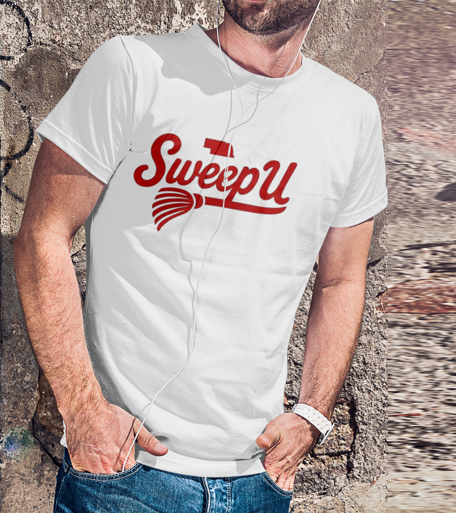 Sweep U Nebraska Cornhuskers Volleyball Broom Logo T-Shirt