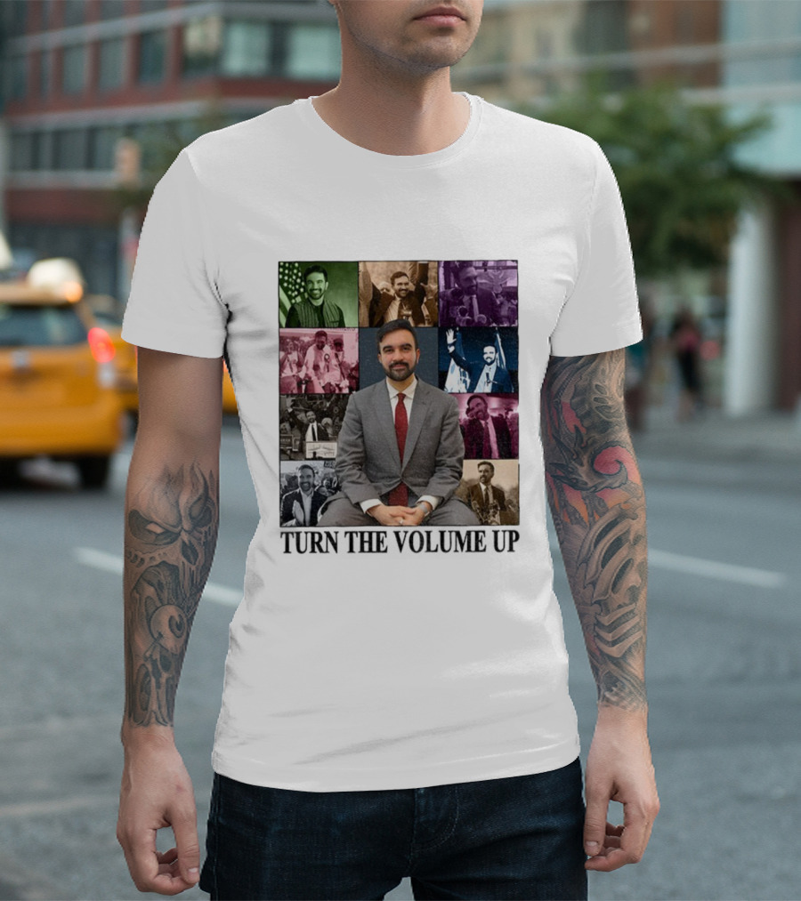Zohran Mamdani Turn The Volume Up NYC 2026 The Eras Tour Vintage Portrait Collection T-Shirt