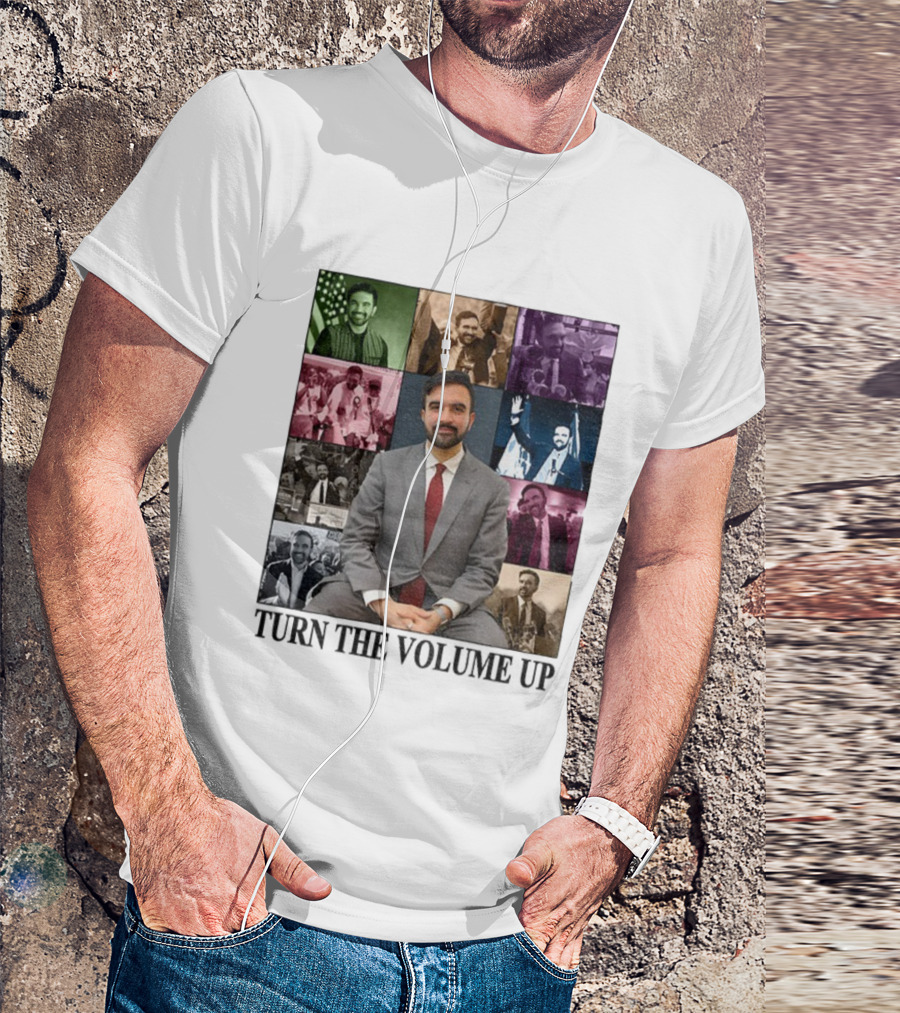 Zohran Mamdani Turn The Volume Up NYC 2026 The Eras Tour Vintage Portrait Collection T-Shirt