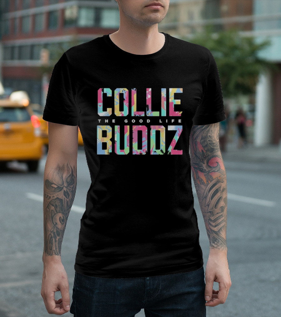 COLLIE BUDDZ The Good Life Bold Colorful Pattern T-Shirt