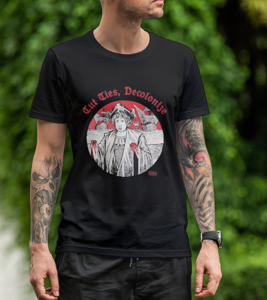 Cut Ties Decolonize Bloody Red Hands Historical Illustration T-Shirt