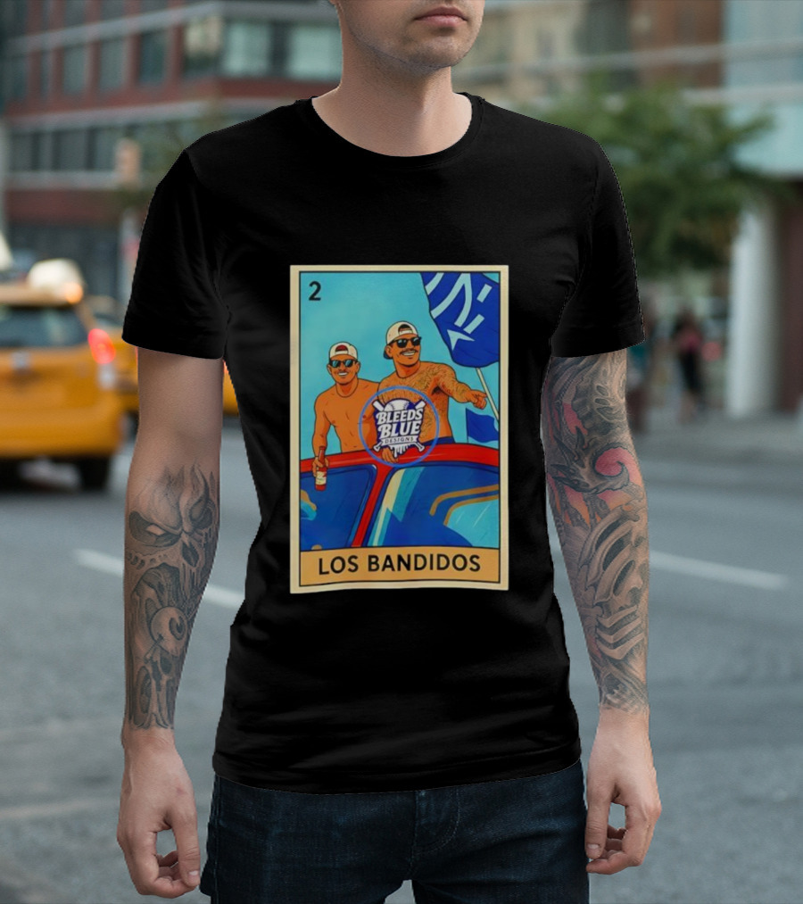 Dodgers Los Bandidos Loteria Card Bleeds Blue Designs T-Shirt