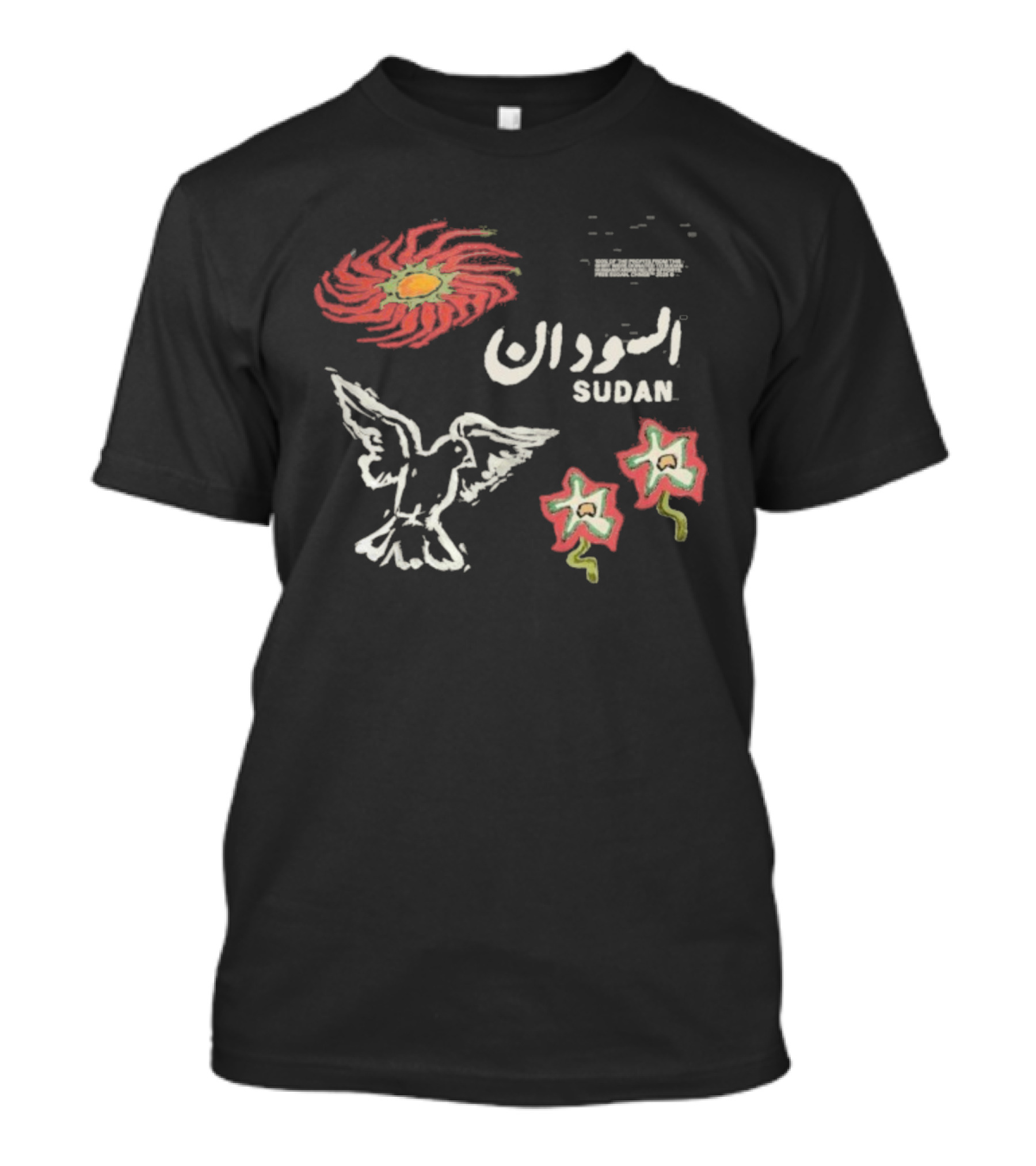 Sudan Palestine Dove Floral Symbolic Imagery T-Shirt