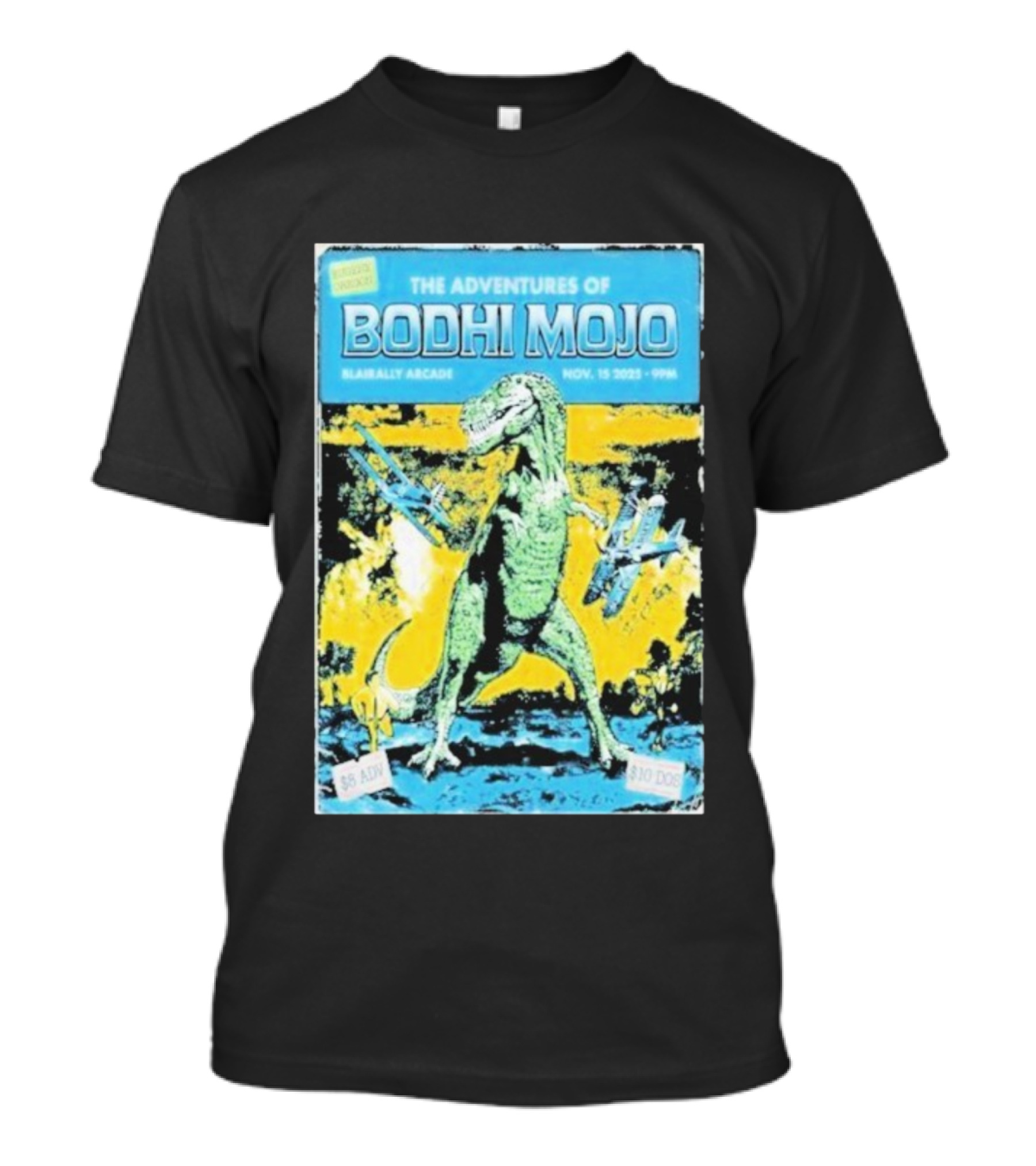 The Adventures Of Bodhi Mojo Nov 15 2025 Blairally Arcade Dinosaur Event T-Shirt