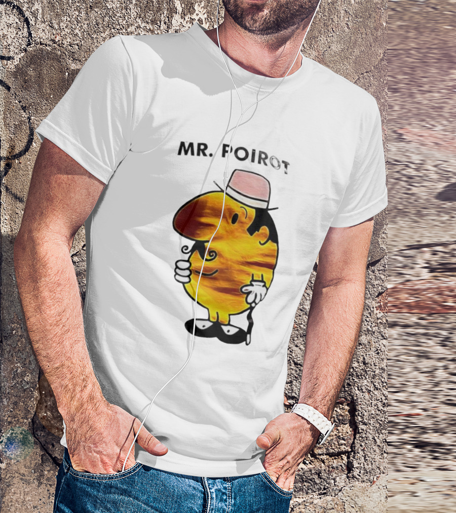 Hercule Poirot Cartoon Character With Pink Bowler Hat T-Shirt