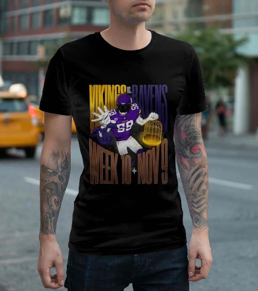 Vikings Vs Ravens Week 10 Nov 9 Football Matchup 58 T-Shirt