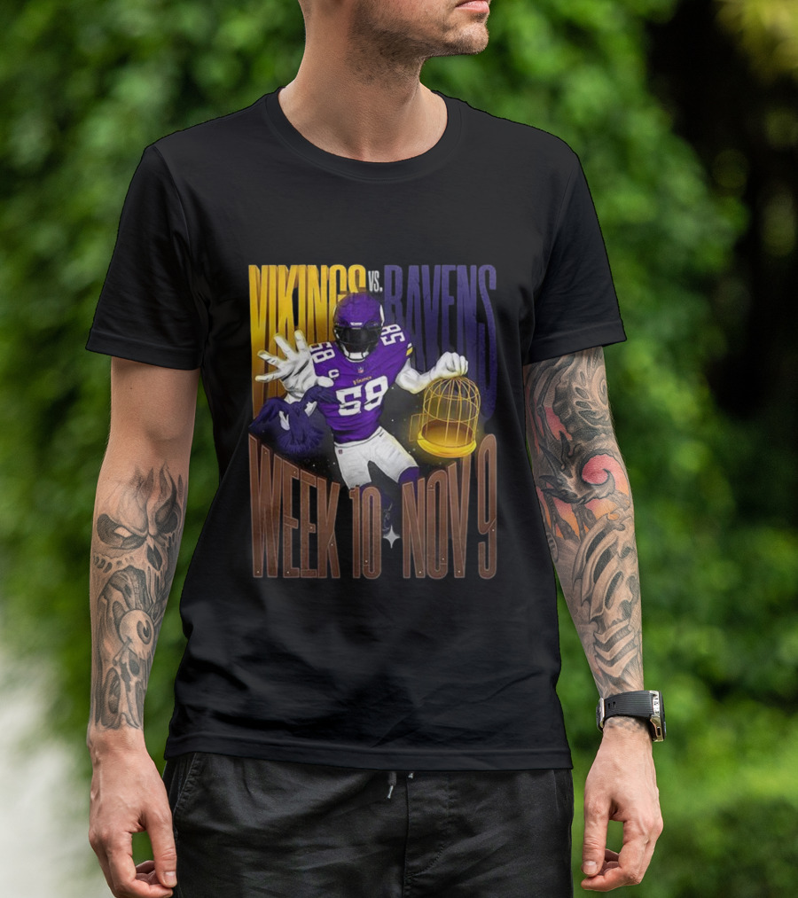 Vikings Vs Ravens Week 10 Nov 9 Football Matchup 58 T-Shirt
