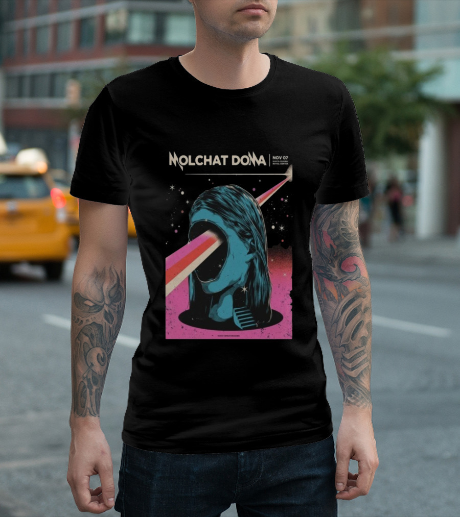 Molchat Doma November 7 2025 Royal Center Bogotá Colombia Head Psychedelic Laser Art Scene T-Shirt