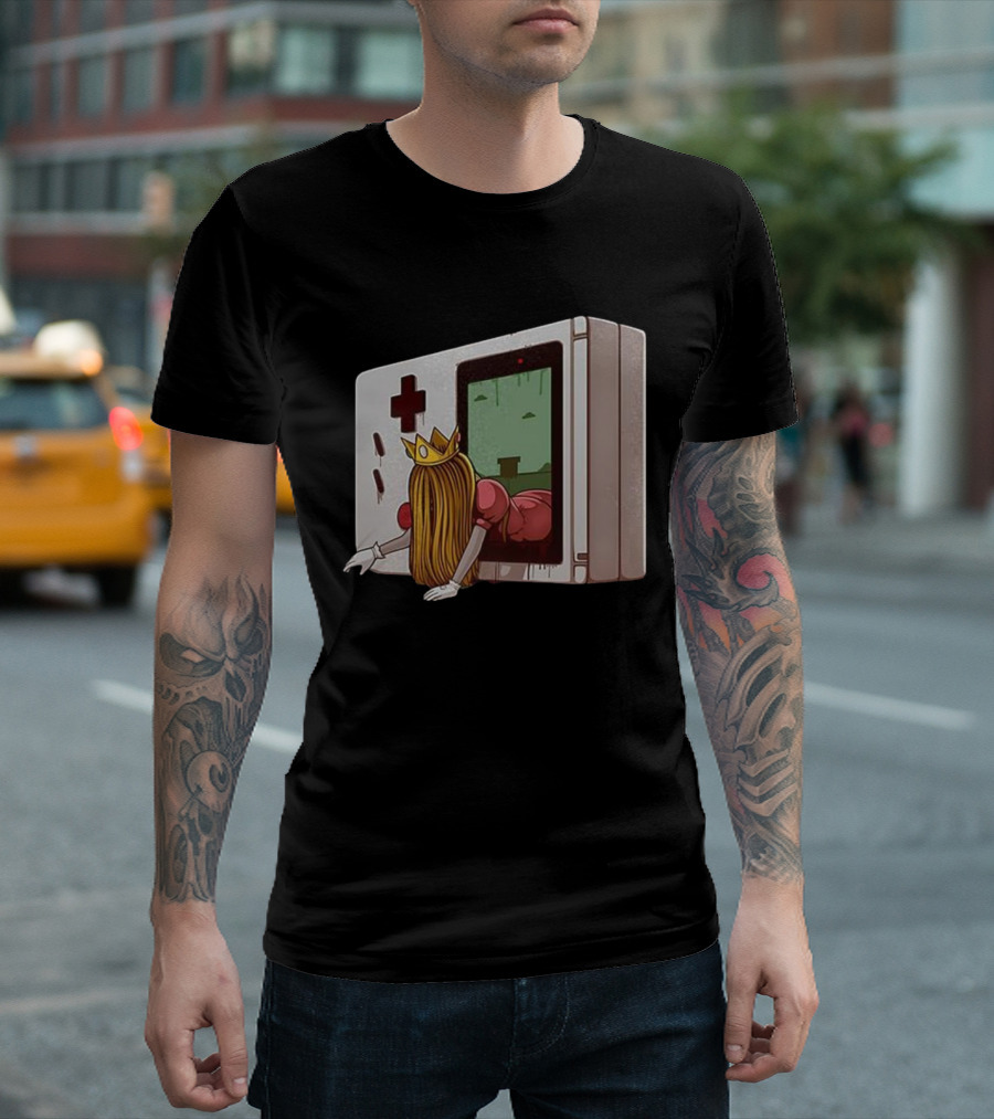 Princess Peach Exiting Classic Handheld Console Adventure T-Shirt