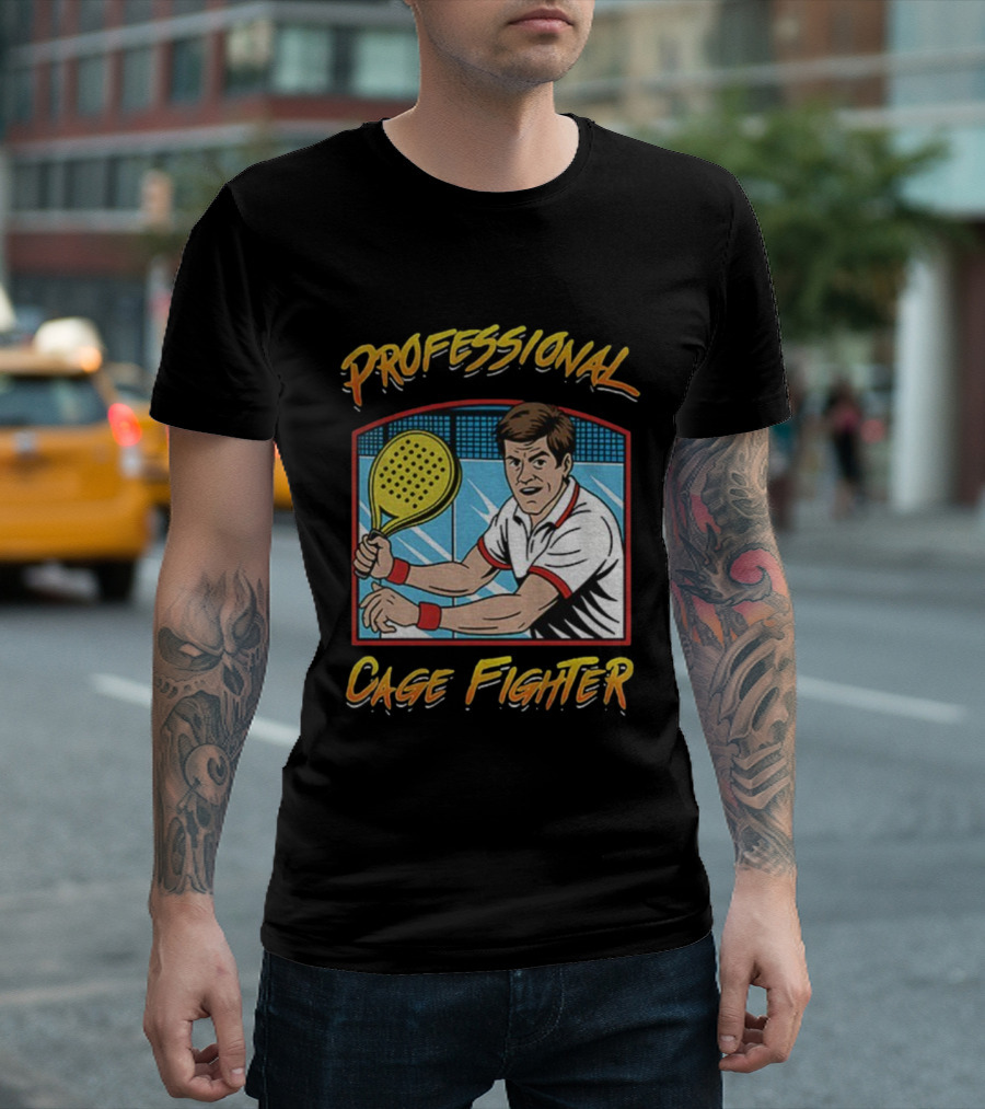 PROFESSIONAL CAGE FIGHTER PADEL Tennis Player Retro Style T-Shirt