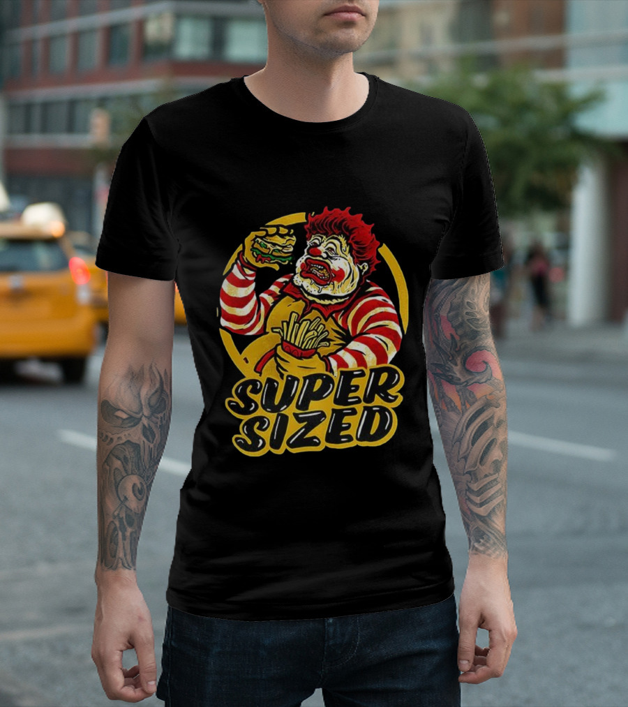 Super Sized Clown Eating Burger And Fries T-Shirt