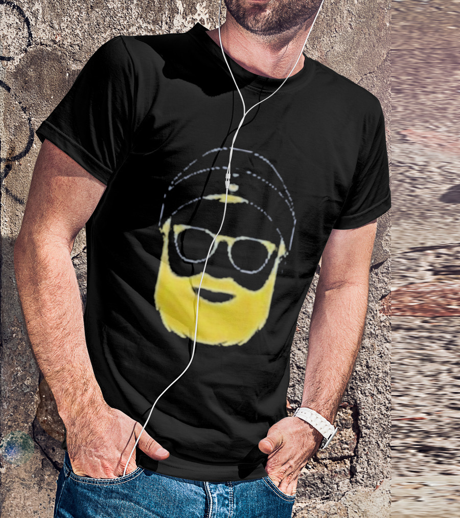 Letterman Beard Glasses Beanie Icon Sketch T-Shirt