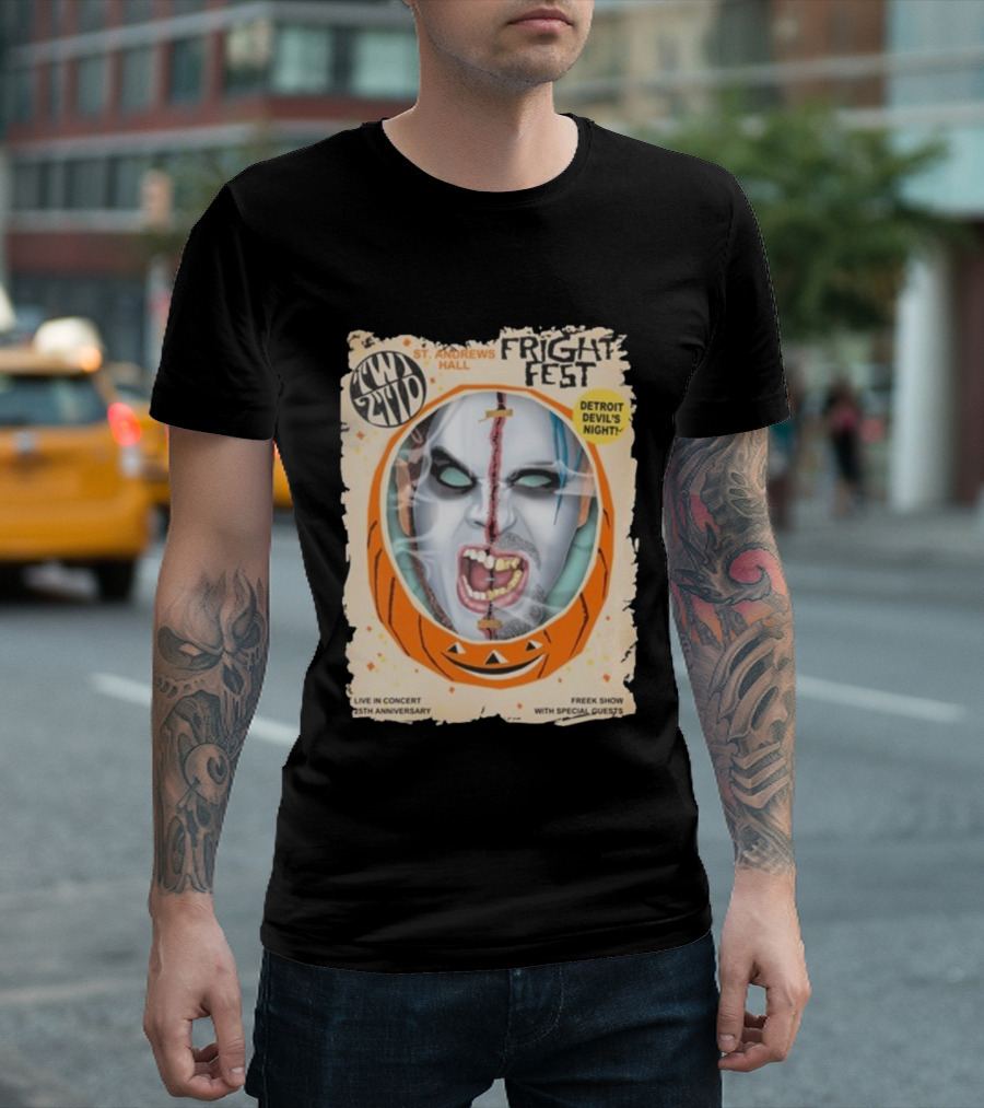 Twiztid Fright Fest St. Andrews Hall Detroit Devil’s Night Live In Concert 25th Anniversary 2025 Freek Show With Special Guests T-Shirt