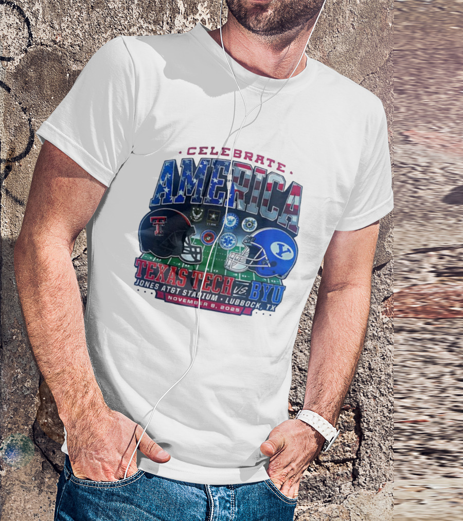 Celebrate America Texas Tech Vs BYU Jones AT&T Stadium Lubbock November 8 2025 T-Shirt