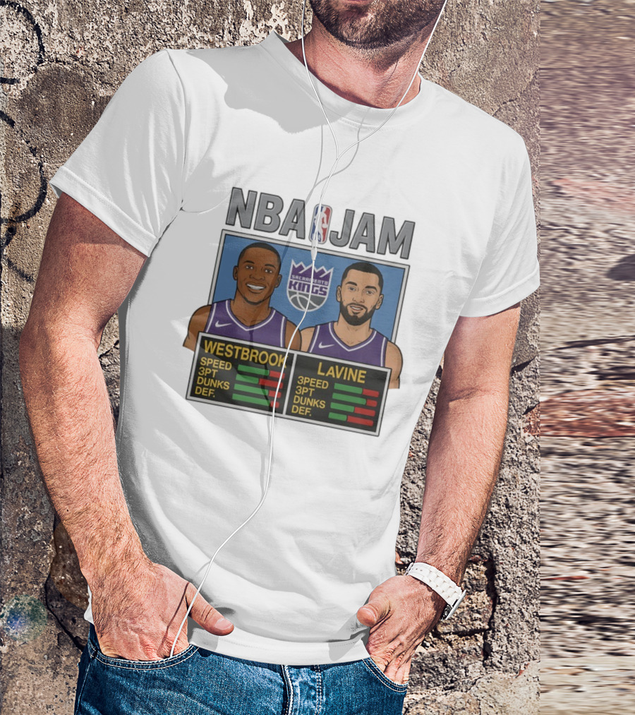 NBA Jam Westbrook LaVine Sacramento Kings Speed 3PT Dunks DEF T-Shirt